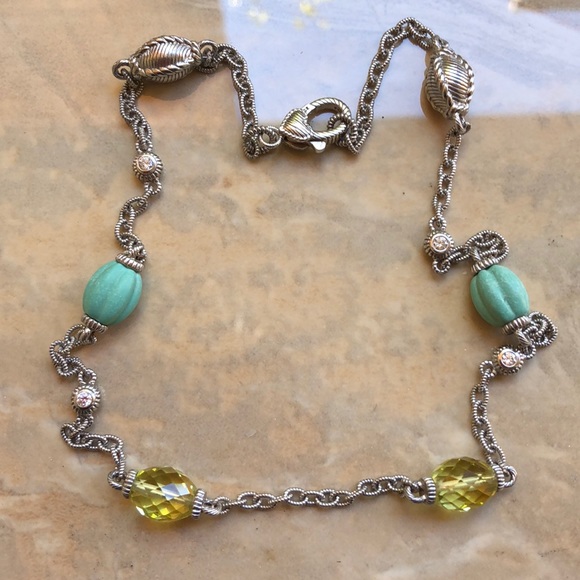 Judith Ripka Turquoise Sterling Necklace - Picture 1 of 4